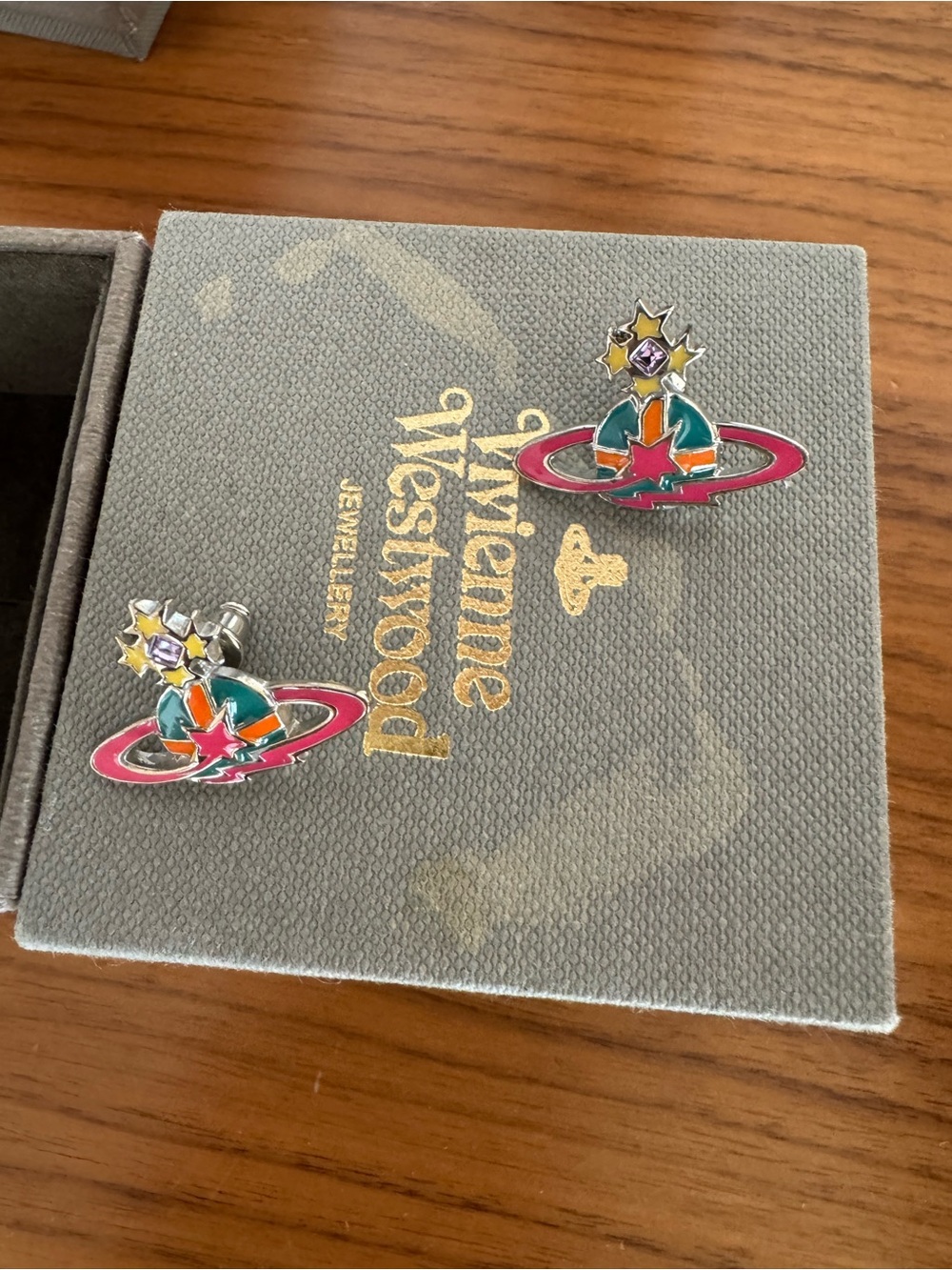 Vivienne Westwood Gold Logo Jewelry Box in Light Blue